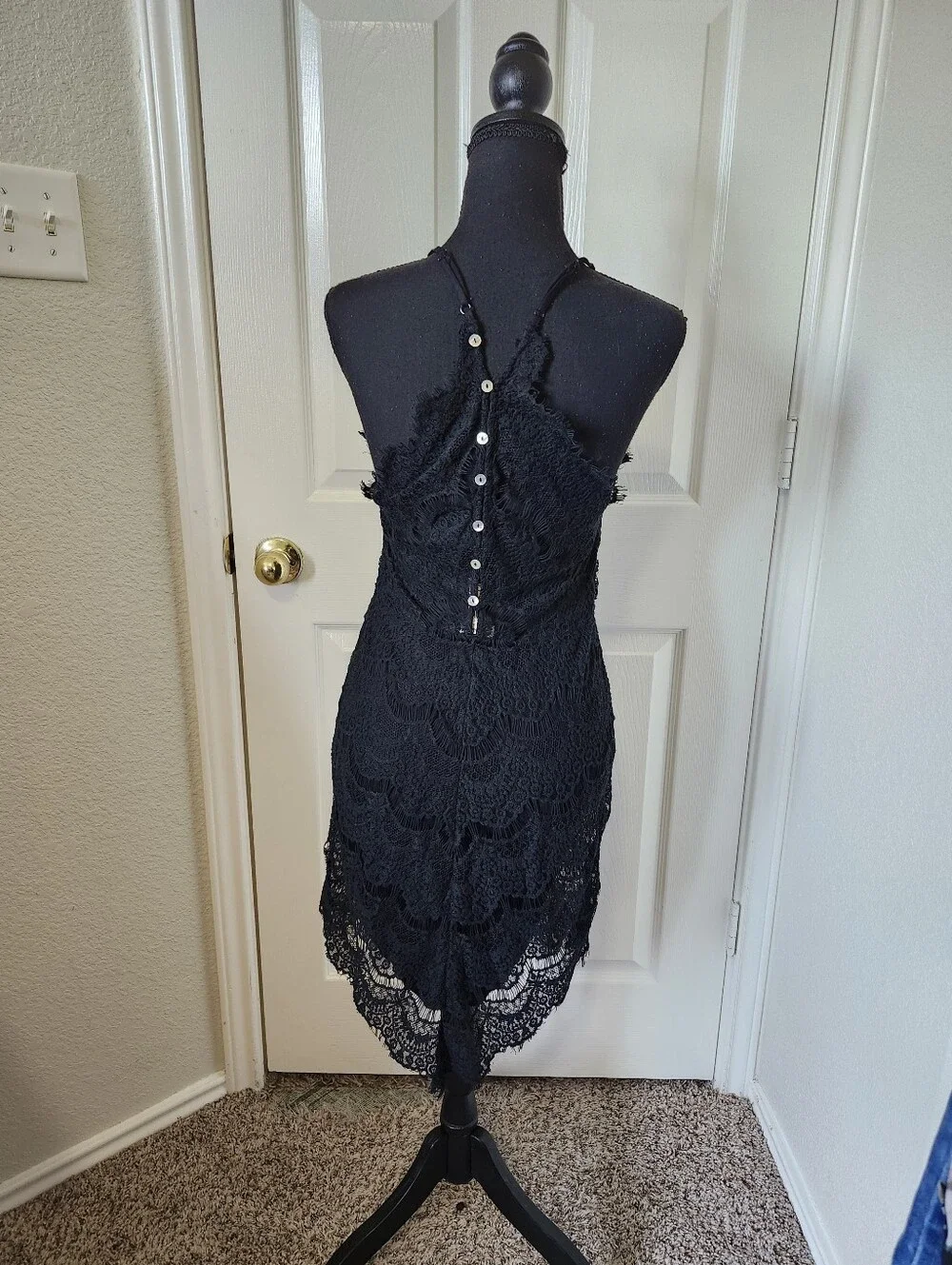 Free People Black Lace Midi Dress M